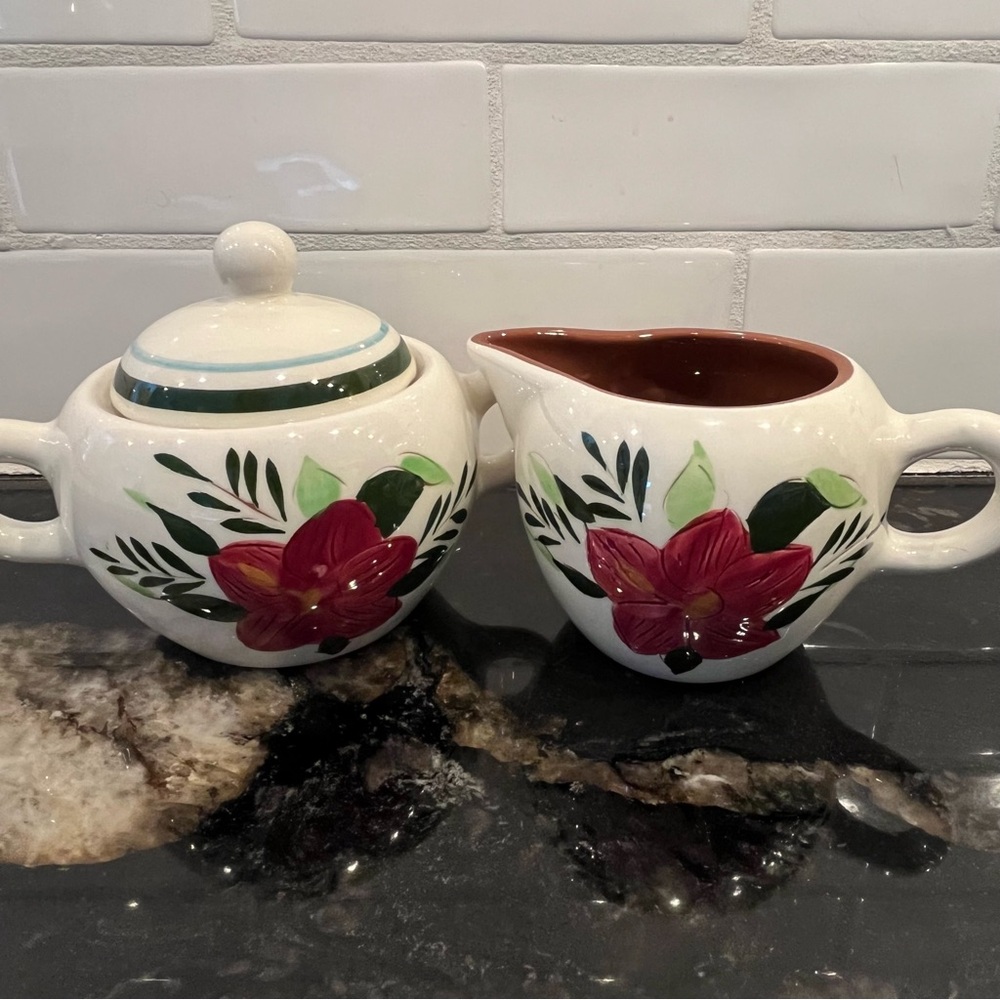 STANGL Pottery COUNTRY GARDEN Covered Sugar and Creamer